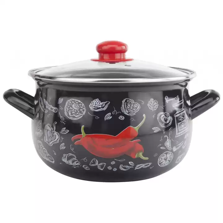 Каструля TM GUSTO Давайте готувати (чорна) 18 см, 3,1 л - зображення 1