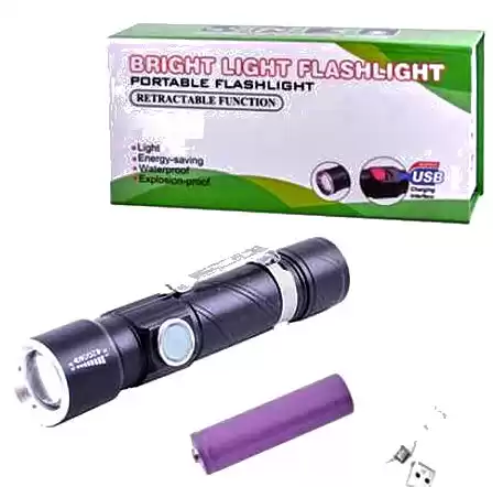 Ліхтарик Police WD255/246, ЗУ microUSB, 1x18650, zoom, затискач, Box - зображення 1