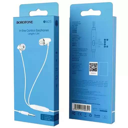 Навушники BOROFONE BM25 Sound edge with mic white - зображення 1