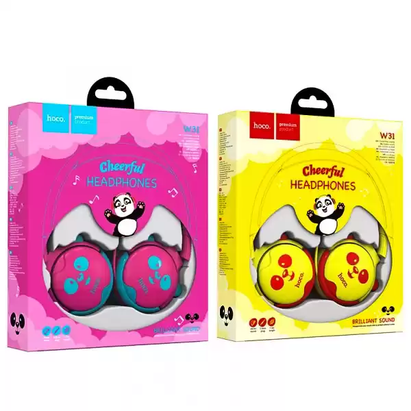Навушники дитячі HOCO W31 Children headphones Panda Rose-Red - зображення 2