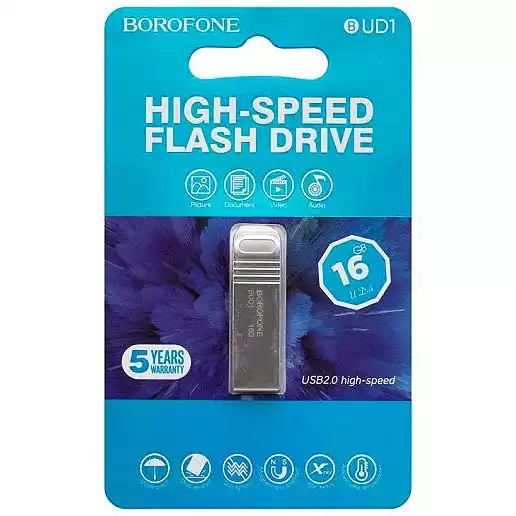 Флешка 16 Гб BOROFONE BUD1 Nimble high speed silver - зображення 1