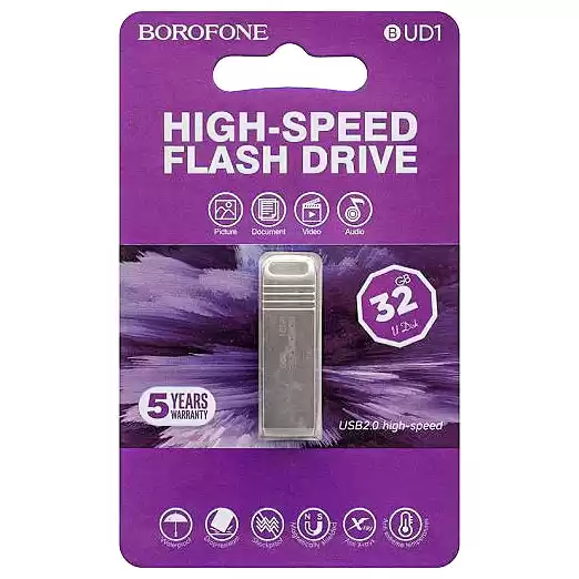 Флешка 32 Гб BOROFONE BUD1 Nimble high speed silver - зображення 1