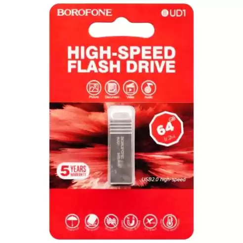 Флешка 64 Гб BOROFONE BUD1 Nimble high speed сіра - зображення 1