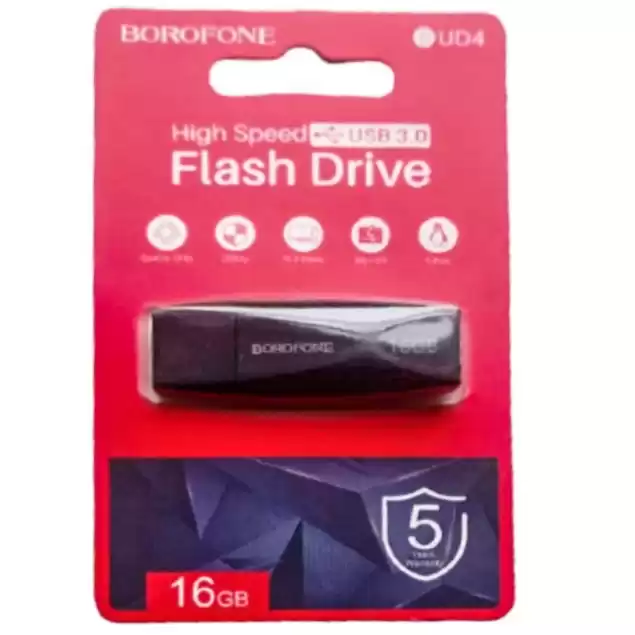 Флешка 16 Гб BOROFONE BUD4 Wonder USB 3.0 black - зображення 1