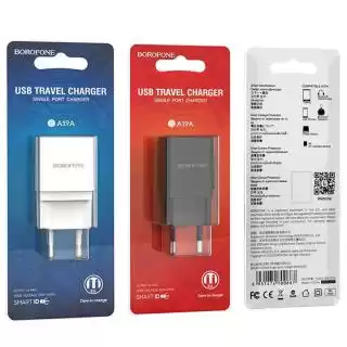 Фото товара Зарядное устройство BOROFONE BA19A Nimble 1USB/1A white