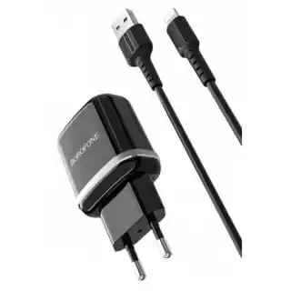 Фото товара Зарядное устройство BOROFONE BA25A Outstanding 2USB/2.4A+ Cable Type-C black