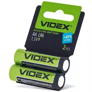 Фото товара Батарейка AA LR6, Videx, 1,5 V, щелочная, бл. 2/1, аналоги: R6, UM3, 15, 15A, MN1500
