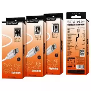 Фото товара Кабель BOROFONE BX14 LinkJet for Lightning 2.4A/1m, белый, для смартфонів Айфон, Епл.