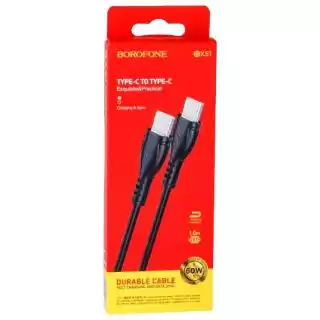 Фото товара Кабель BOROFONE BX51 Triumph 60W for Type-C to Type-C 3A/1m black.