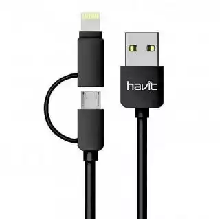 Фото товара Кабель HAVIT HV-CB610X, black, Micro USB + Lightning (iPhone) 1,8А 1м.