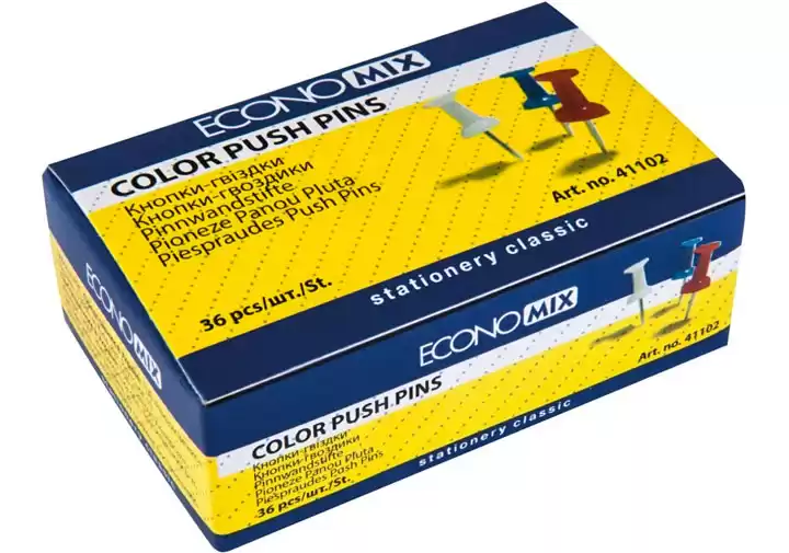 Кнопки-гвоздики Economix BM5150, 50шт, цветные - изображение 1