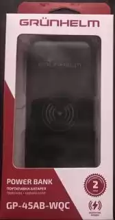 Фото товара Power Bank GRUNHELM, GP-45AW-WQC, 10000mAh портативная батарея, чорная