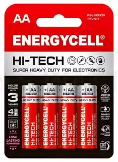 Фото товара Батарейка AA R6 P, Energycell, 1,5 V, солевая, бл. 4/1, аналоги: R6, UM3, 15D, 15S