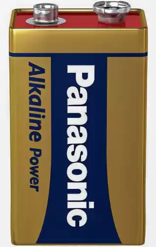 Батарейка 6F22 Panasonic Alkaline Power, 9 V, алкалінова, плівка, бл. 1/1, аналоги: 6LR61, 1604, 1604A, PP3, E-Block, MN1604 - зображення 1