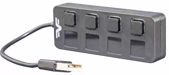HUB FRIME FN-20010 USB 2.0 на 4 порта, 4 кнопки, черный - изображение 1