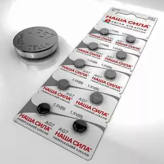 Фото товара Батарейка AG7 Наша сила, щелочная, бл. 10/1, аналоги: LR57, LR926, LR927, G7, 195, SR927W, GP95A, 395, D395, V395, RW28