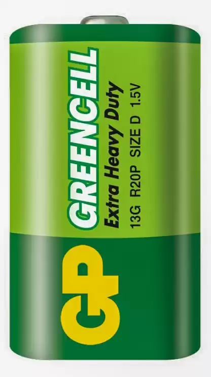 Батарейка D R20, GP Greencell 13G-U2, 1,5 V, сольова, бл. 2/1, аналоги: LR20, UM1, 13, 14, 14D - зображення 1
