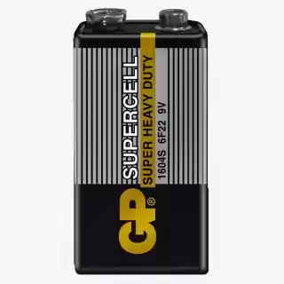 Фото товара Батарейка 6F22 GP Supercell, 9 V, солевая, бл. 1/1, аналоги: 6LR61, 1604, 1604A, PP3, E-Block, MN1604