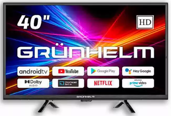 Телевізор 40” Grunhelm 40F300-GA11, Google Android TV 11.0 - T2 SMART TV, G7W, FullHD 1920x1080 тонкая рамка, color box, voice RC, гарантія 2 роки. - зображення 1