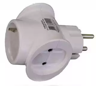 Фото товара Тройник в розетку 3T-1 без заземления белый