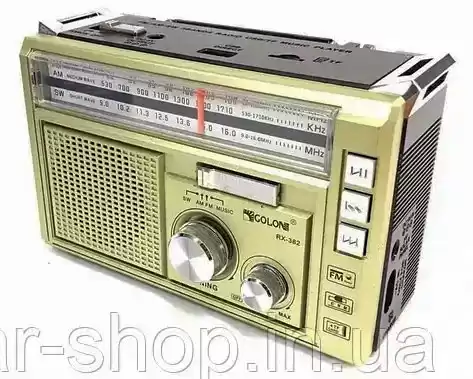 Радіо Golon RX-382 + ліхтар (1+6LED, середнє), USB, microSD, розміри: 16.5*10*6.5 см - зображення 1