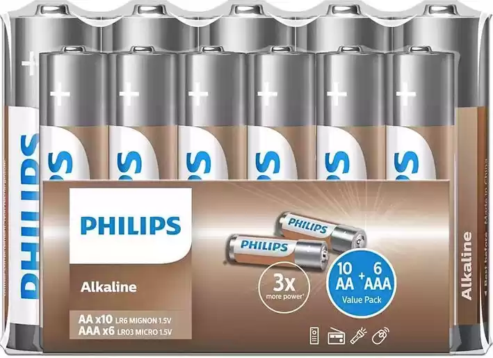 Батарейка AAA LR03, Philips Entry Alkaline, 1,5 V, лужна, уп. 40/4, аналоги: Micro, MN2400, AM4, E92, 24A, K3A, R03 - зображення 1