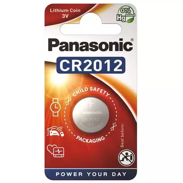 Батарейка CR2012, Panasonic, 3 V, літієва, бл. 5/1, аналоги: DL2012, ECR2012, BR2012, KCR2012, SB-T15, 280-207 - зображення 1