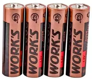 Фото товара Батарейка AAA LR03, Work's Alkaline, 1,5 V, щелочная, уп. 4/1 (плёнка), аналоги: Micro, MN2400, AM4, E92, 24A, K3A, R03