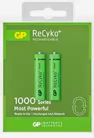 Фото товара Аккумулятор AAA GP ReCyko 1000, 950mAh - 2 шт. в картонной упаковке