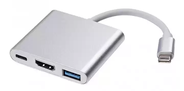 Перетворювач сигналу Type-C на HDMI Fimale + USB 3.0 + Type-C, кабель перехідник 10 см для передачі відео та фото з мобільних телефонів на телевізор - зображення 1