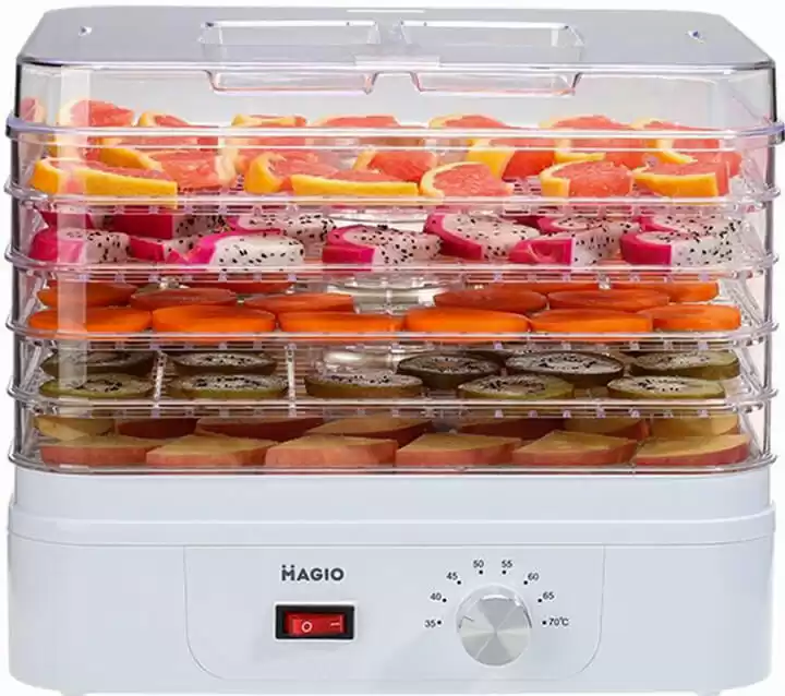 Сушарка для овощей и фруктов MAGIO МG-353 245 Вт, таймер, время работы до 48 ч., температура от 35 °С до 70 °С, регулировка высоты секций, 5 секций - изображение 1