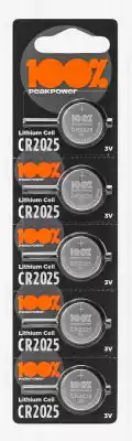 Батарейка CR2025, PeakPower, 3 V, літієва, бл. 5/1, аналоги: 5003LC, BR2025, DL2025, ECR2025, SB-T14, AWI L12 - зображення 1