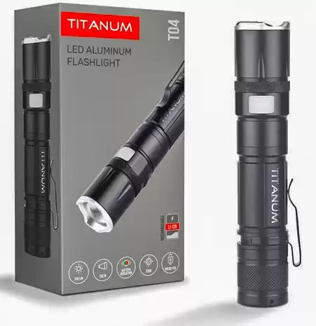 Ліхтарик ручний Titanum TLF-T04 300 Lm, 6500K металевий, акумулятор 1200 mAh - зображення 1