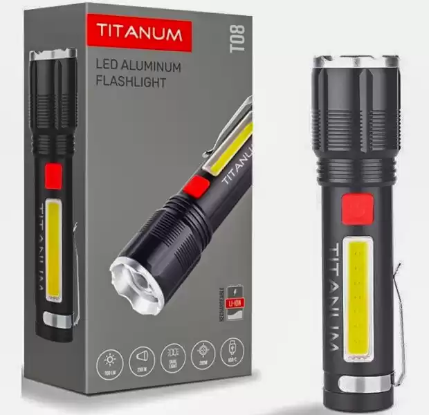 Ліхтарик ручний Titanum TLF-T08 700 Lm, 6500K металевий, акумулятор 1500 mAh, (18650 або 21700 або 3*ААА) - зображення 1