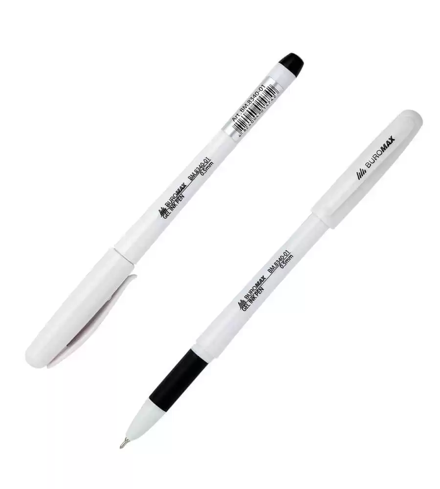Ручка гелевая Buromax BM.8340-01, 0.5 мм чёрная - изображение 1
