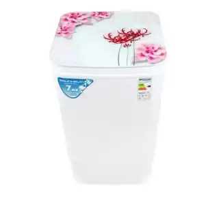 Фото товара Стиральная машина полуавтомат однобаковая Grunhelm GWB-W703-WH бело-розовая, 7 кг