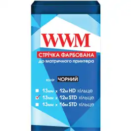 Лента красящая WWM 13мм х 12м (12,7мм x 12м) STD  правый Black (R13.12SR) - изображение 1