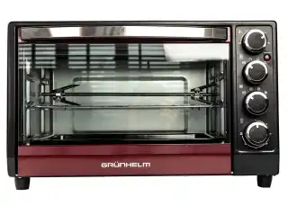 Фото товару Піч електрична GRUNHELM GN351ARC, 35 л, бордова, 1800 Вт, з конвекцією та грилем