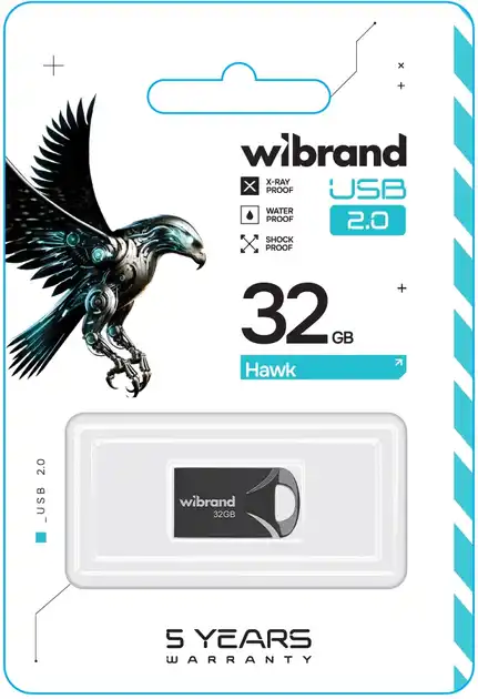 Флешка 32 Гб Wibrand Hawk USB 2.0 чорна - зображення 1