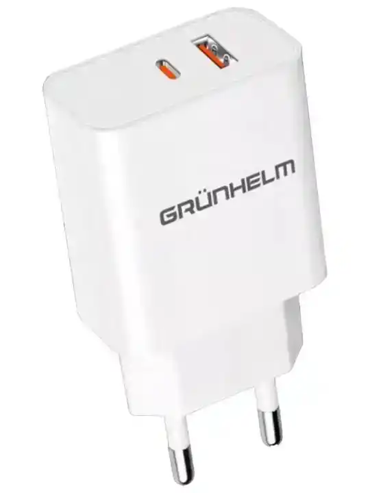 Зарядное устройство для телефона GWC-03QC 5 В, 3 А, білий, 1*USB, 1*Type-C Grunhelm - изображение 1