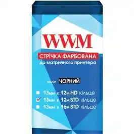 Стрічка фарбуюча WWM 13мм х 12м (12,7мм x 12м) STD кільце Black (R13.12SR) - зображення 1