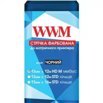 Лента красящая WWM 13мм х 12м (12,7мм x 12м) STD левый Black (R13.12SR) - изображение 1