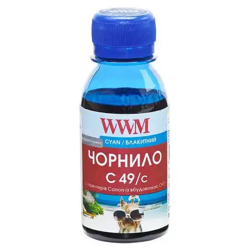 Чорнило WWM GI-490C для Canon Pixma G1400/2400/3400 100г Cyan водорозчинне (C49/C-2) - зображення 1