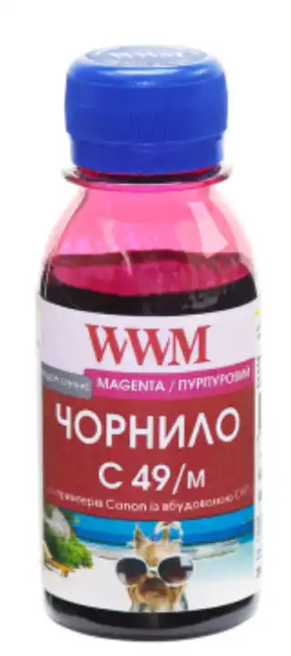 Чорнило WWM GI-490M для Canon Pixma G1400/2400/3400 100г Magenta водорозчинне (C49/M-2) - зображення 1