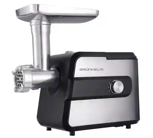 Мясорубка электрическая GRUNHELM AMG200SS, 2000 W, 3 решетки, насадка для колбасы и кеббе, реверс, 3 барабана для шинковки - изображение 1