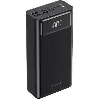 Фото товара Power Bank Havit HV-PB56 40000mAh, 18W, 4*USB, microUSB, TYPE-C, Lightning, быстрая зарядка, черный