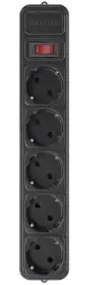 Фото товара Сетевой удлинитель Maxxter SPM5-G-6B 220 В с фильтром на 5 розеток, длина кабеля 1,8 м