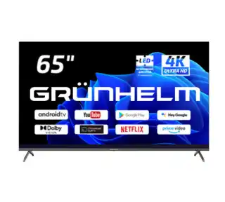 Фото товара Телевизор Grunhelm Q65UN701-GA11V T2 SMART TV, QLED, UHD, N9X, Google android 11.0, color box, vioce RC