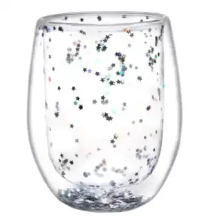 Фото товара VT-5409-350 Набір склянок STAR SILVER з подвійним дном VITTORA, 2 шт, 350мл.