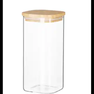Фото товара Ёмкость стеклянная с деревянной крышкой (прямоугольная) Vittora, 1500 мл